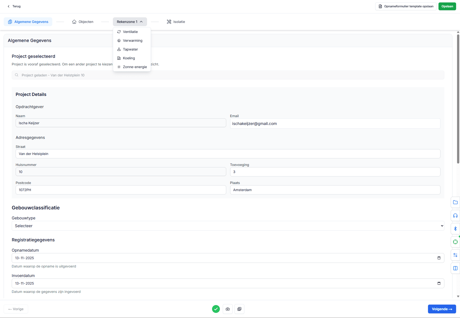 Opnameformulieren screenshot 7