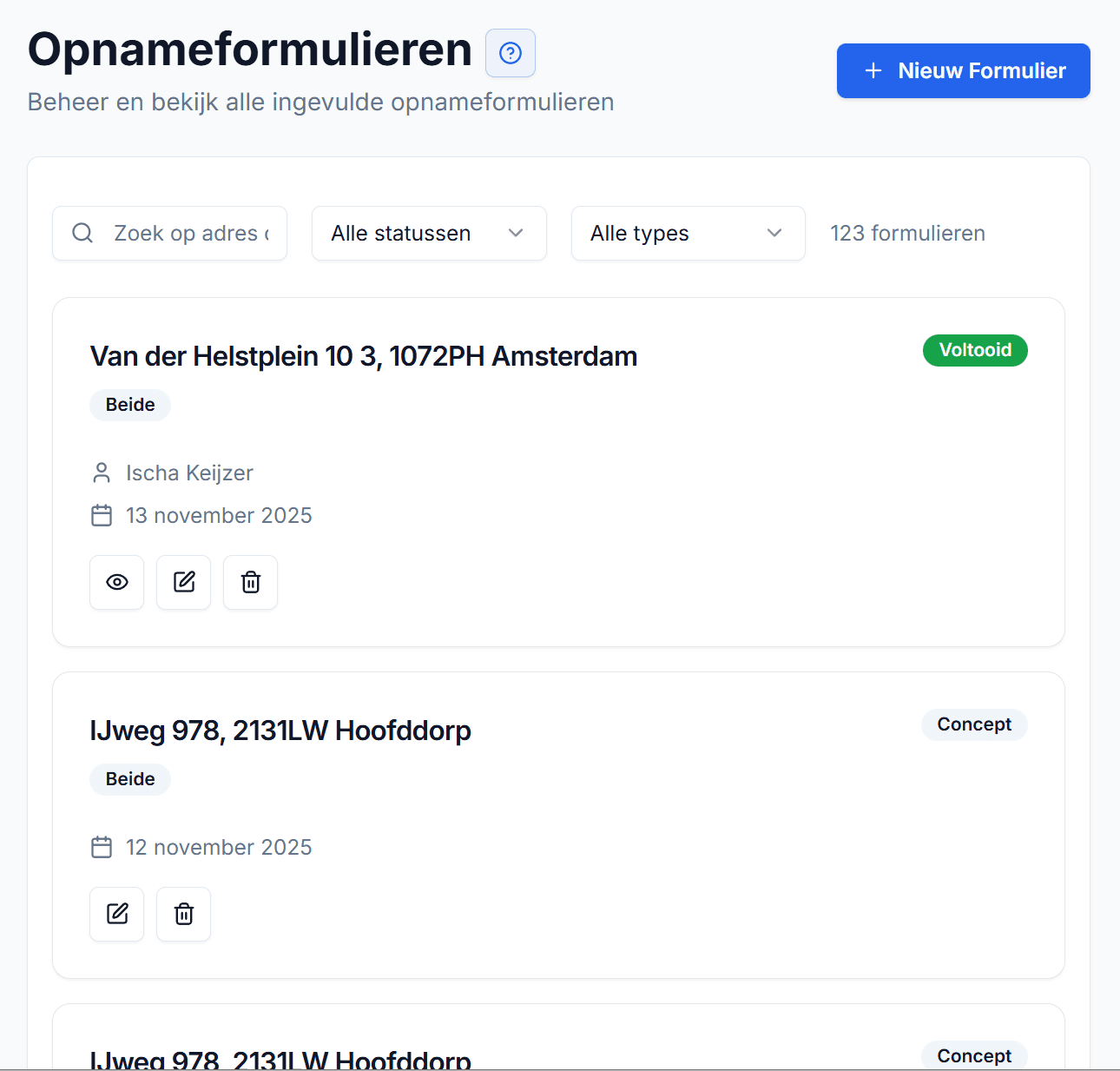 Opnameformulieren screenshot 9